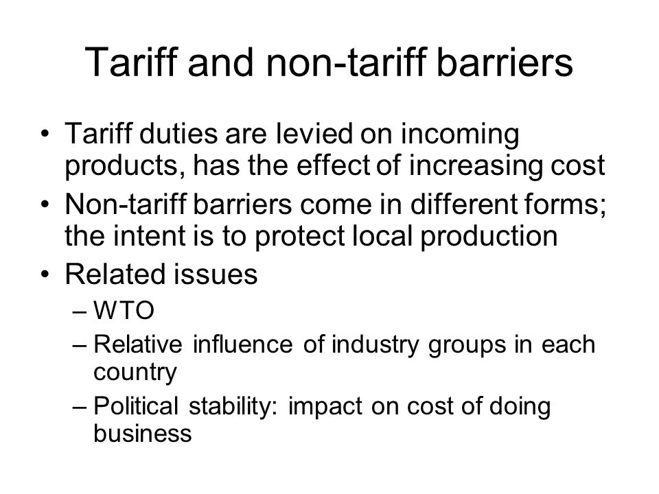 Non-tariff barriers